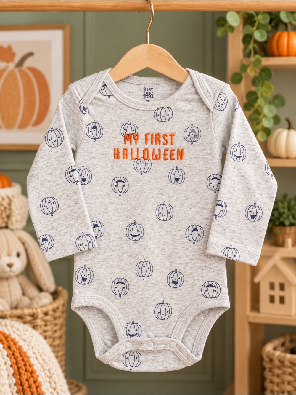 Carter’s Just One You My First Halloween Pumpkin Bodysuit Gray 12M